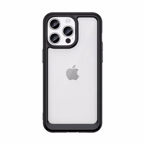 iPhone 15 Pro Outer Space sustiprintas dėklas su lanksčiu rėmeliu - juodas