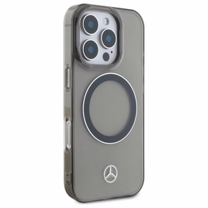Mercedes sidabrinio žiedo Magnetinis dėklas iPhone 16 Pro telefonui - juodas
