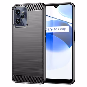 Carbon dėklas telefonui Realme C35 lankstus silikoninis anglies dėklas juodas