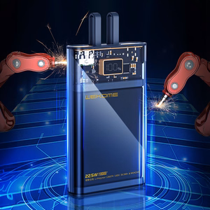 WEKOME WP-323 Vanguard Series išorinė baterija, 10000 mAh, PD 20 W + QC 22,5 W, su integruotais USB-C ir Lightning laidais, juoda ir skaidri