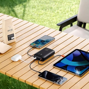 Išorinė baterija VEGER 30000 mAh su įmontuotu kabeliu Type C / Lightning PD QC3.0 35W K3 (W3018) juoda