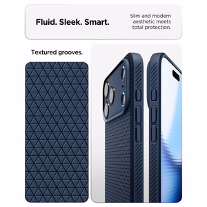 Spigen Liquid Air dėklas, skirtas iPhone 18 Pro / 17 Pro – spalva: tamsiai mėlyna
