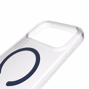 Puro Lite Mag TPU+PC dėklas telefonui suderinamas su MagSafe iPhone 17 Pro Max - skaidrus su mėlynu žiedu