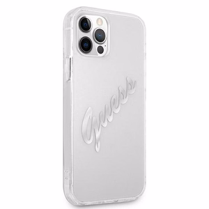 Guess GUHCP12LKTRSVSI iPhone 12 Pro Max 6.7" прозрачный жёсткий чехол Vintage Script Silver