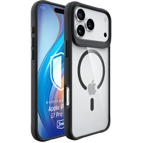 3mk Satino šarvų Magnetinis dėklas telefonui iPhone 17 Pro Max - skaidrus juodas