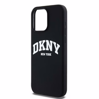 DKNY Liquid Silicone White Printed Logo MagSafe Dėklas telefonui iPhone 14 Pro Max - juodas (m)