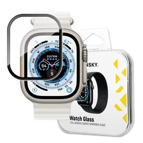 Wozinsky Full Glue Tempered Glass grūdintas stiklas Apple Watch 49mm 9H pilnas ekranas su juodu rėmeliu