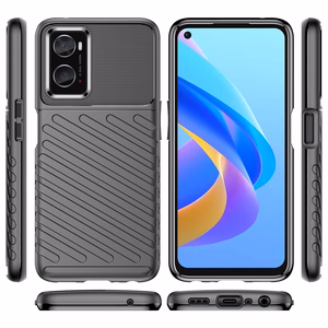 Griaustinio dėklas lankstus šarvuotas dangtelis Oppo A76 / Oppo A36 / Realme 9i juodas