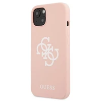 Guess GUHCP13SLS4GWPI iPhone 13 mini 5.4 silikoninis 4G logotipo kietasis dėklas - rožinis