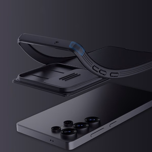 Nillkin CamShield Pro dėklas telefonui Samsung S25 Ultra su kameros dangteliu - Juodas