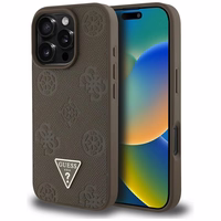 Guess Grained Hot Stamp Peony trikampio logotipo magnetinis dėklas telefonui iPhone 16 Pro Max - rudas