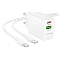 Įkroviklis Borofone BN27 20W USB-C/USB-A + USB-C to USB-C cable 1.0m baltas