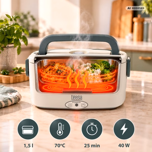 Šildoma pietų dėžutė TEESA su priedais, 230 V / 12 V