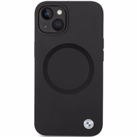 BMW BMHMP14SSILBK2 dėklas iPhone 14 - juodas Signature Liquid Silicone MagSafe