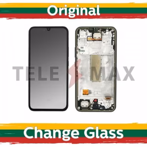 LCD ekranas Samsung A346 A34 5G su rėmeliu / sidabrinis / (Renewed: Telemax)