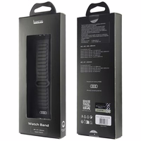 Dirželis Audi Logo Synthetic Leather Magnetic Ring skirtas Apple Watch 40/41/42mm juodas