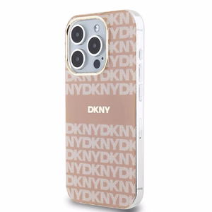 DKNY IML Mono ir juostelės Magnetinis dėklas iPhone 15 Pro - rožinė