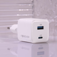 "Forever TC-08-45AC GaN PD QC įkroviklis 1x USB-C 1x USB 45W baltas