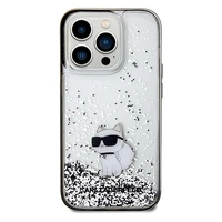Karl Lagerfeld Liquid Glitter Choupette dėklas telefonui iPhone 14 Pro Max - permatomas