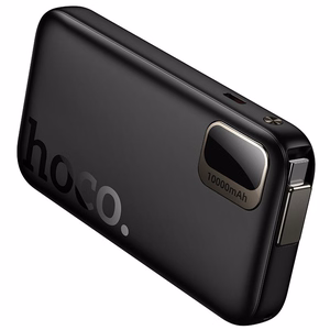Išorinė baterija Hoco 10000 mAh QC PD 20W su ištraukiamu USB C laidu Q51 juoda
