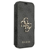 Guess GUBKP13L4GMGGR iPhone 13 Pro / 13 6.1" pilkas/pilkas knyginis dėklas 4G Didelis Metalinis Logotipas