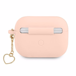 Guess GUAPLSCHSP AirPods Pro dėklas rožinis silikoninis Charm Heart kolekcija