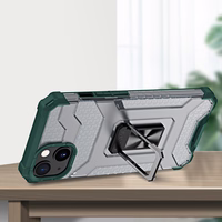 Kristalinis žiedinis dėklas su stovu tvirtas apsauginis dangtelis iPhone 13 mini žalias