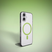 Puro Lite Mag TPU+PC dėklas suderinamas su MagSafe iPhone 17 - skaidrus su žaliu žiedu