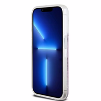 DKNY dėklas telefonui iPhone 15 Pro 6,1" DKHCP15LLCPEPP baltas HC skysti blizgučiai su languotas raštas