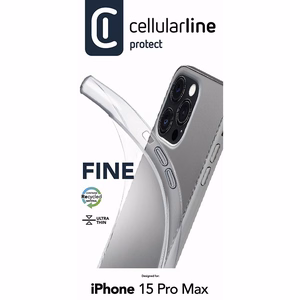 Cellularline Fine dėklas, skirtas iPhone 15 Pro Max, skaidrus