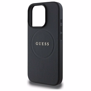 Guess grūdėtas auksinio žiedo magnetinis dėklas telefonui iPhone 16 Pro Max - juoda