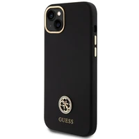 Guess Silikoninis Logo Strass 4G Dėklas telefonui iPhone 15 Plus / 14 Plus 6.7" - juodas