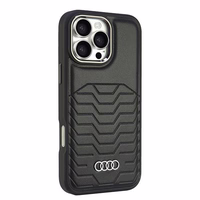 Audi Sintetinės odos Magnetinis iPhone 16 Pro Max 6.9" juodas/juodas kietas dėklas AU-TPUPCMIP16PM-GT/D3-BK