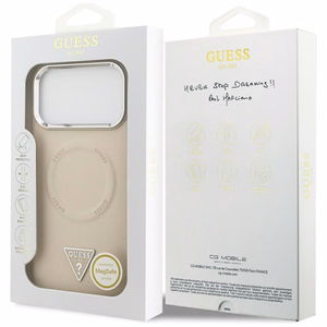 Guess Triangle Logo MagSafe Dėklas for iPhone 17 Pro - smėlinis