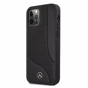 Mercedes Odinis perforuotos srities dėklas iPhone 12 Pro Max - juodas