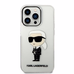 Karl Lagerfeld Ikonik Karl dėklas telefonui iPhone 14 Pro - permatomas