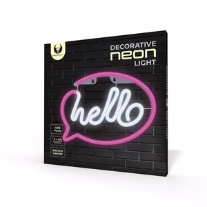 Neon LED Light HELLO rožinis baltas Bat + USB FLNE15 Forever Light