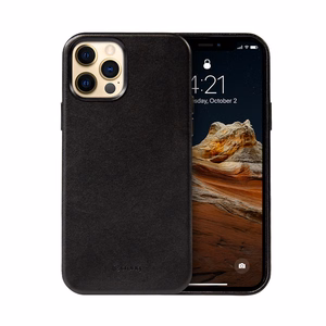 Crong Essential Cover Magnetic dirbtinės odos dėklas, skirtas iPhone 12 Pro Max, su MagSafe, juodas