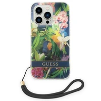 Guess GUOHCP14LHFLSB iPhone 14 Pro 6.1 "mėlynas / mėlynas kietas dėklas Gėlių Dirželis