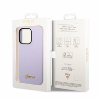 Guess GUHCP14XSLSMU iPhone 14 Pro Max 6.7" violetinis kietasis dėklas silikoninis Vintage Gold Logo