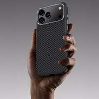 Benks magnetinis Armor Pro Kevlar dėklas su metaliniu rėmeliu 600D (A070) Iphone 17 Pro Max telefonui juodas (su fotoaparato valdymo mygtuku)