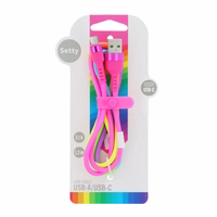 Setty USB - USB-C kabelis 1,2 m 2,1A KNA-C-1.22.113 rainbow