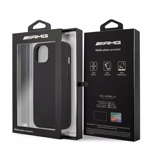 AMG AMHCP14MDOLBK iPhone 14 Plus 6.7 "juodas kietas dėklas Odinis Karštai spaustas