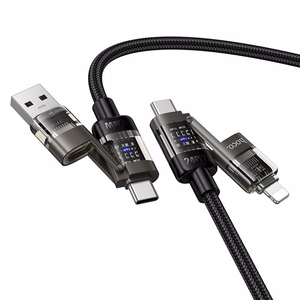 Laidas 4in1 USB A/C į USB C/Lightning Hoco 240W 1,2 m U151 juodas