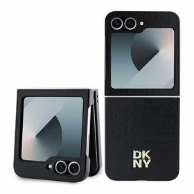 DKNY Dėklas telefonui Samsung Galaxy Z Flip6 su kartotiniu dizainu Stack Logo - juodas
