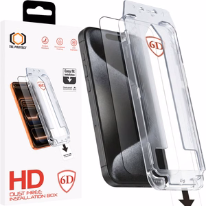 Tel Protect Dust-Free Easy Fit Full Glue 6D grūdintas stiklas skirtas Iphone 15 Pro juodas