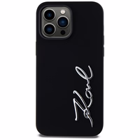 Karl Lagerfeld Silikoninis Metal Script Logo dėklas telefonui iPhone 14 Pro Max juodas