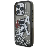 Karl Lagerfeld Liquid Glitter Choupette Logo deklas iPhone 16 Pro - juodas