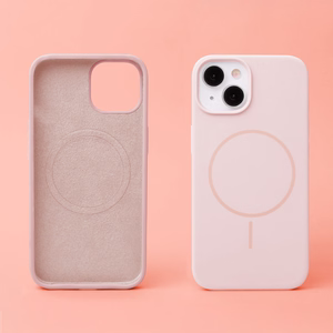 Silikoninis Itin plonas Magnetinis dėklas telefonui iPhone 15 Pro Max 6,7" šviesiai rožinė