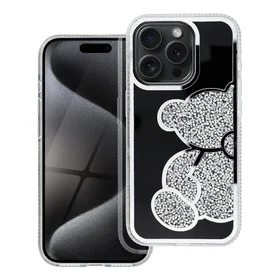 TEDDY BEAR dėklas telefonui IPHONE 15 Pro sidabrinis